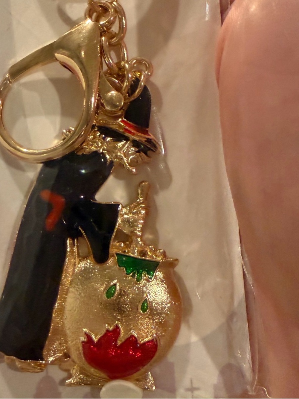 Gold-Tone Witch and Cauldron Keychain - Black and Gold - Picture 6 of 6